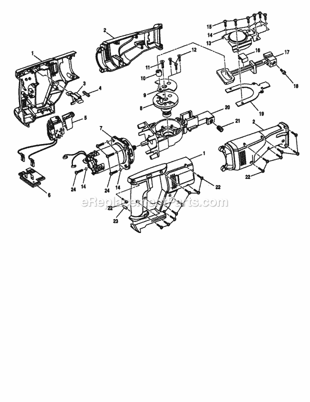 Motor Diagram and Parts List for  Craftsman Reciprocating Saw
