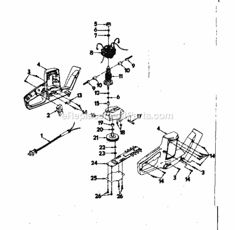 Page B Diagram and Parts List for  Craftsman Hedge Trimmer