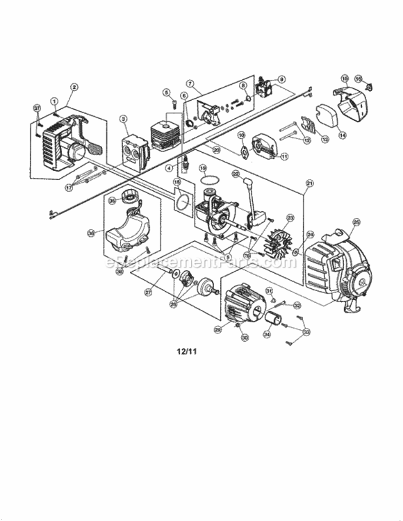 Page A Diagram and Parts List for  Craftsman Tiller