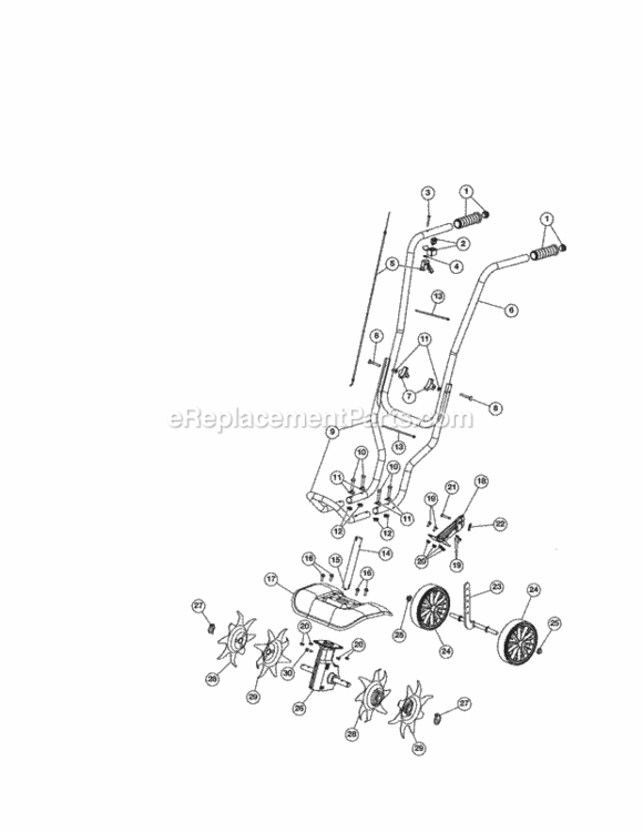 Page B Diagram and Parts List for  Craftsman Cultivator