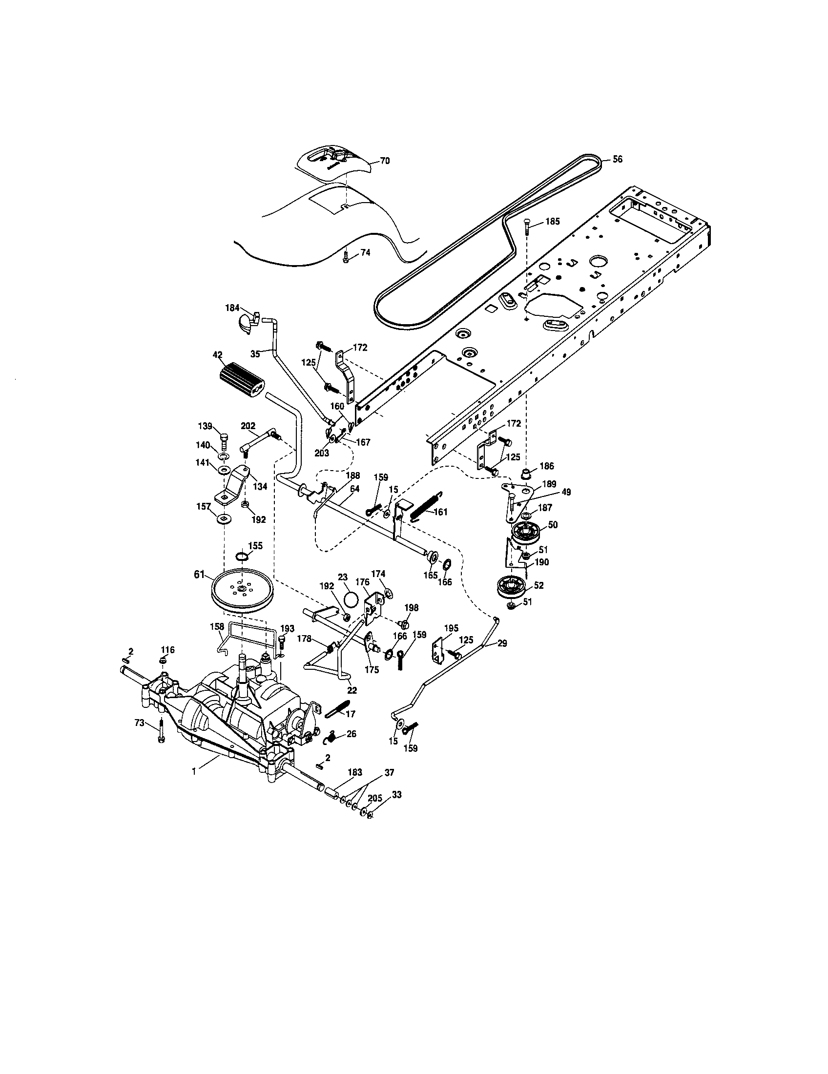 Ground Drive Diagram and Parts List for  Craftsman Lawn Tractor