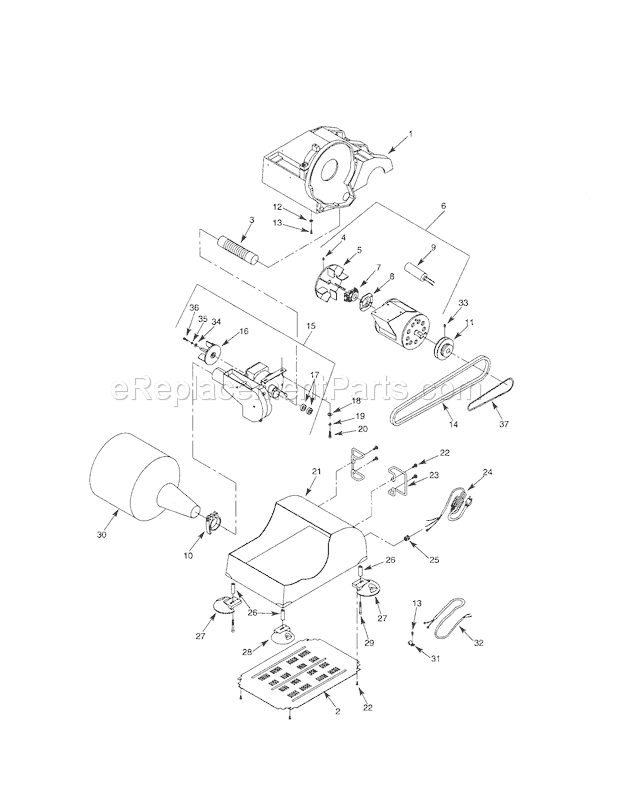 Motor And Dust Collection Diagram and Parts List for  Craftsman Sander Polisher