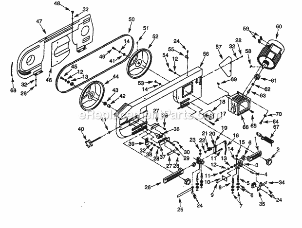 Head Assy Diagram and Parts List for  Craftsman Band Saw