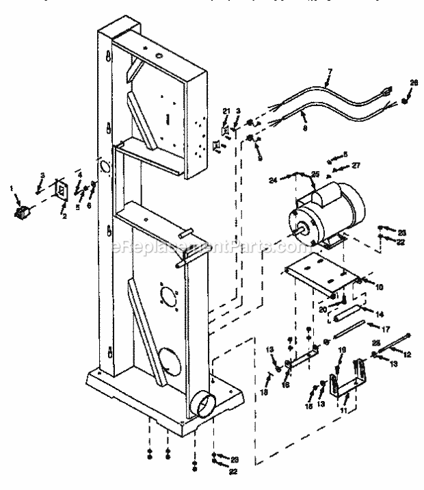 Motor Diagram and Parts List for  Craftsman Band Saw