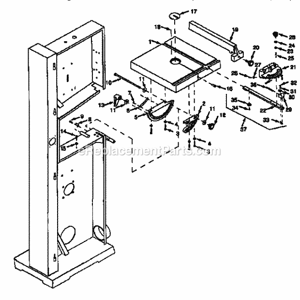 Table Diagram and Parts List for  Craftsman Band Saw