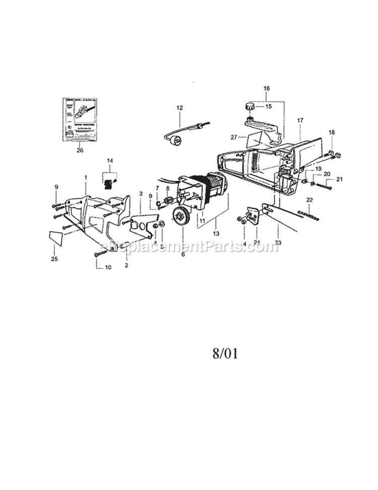 Chainsaw Diagram and Parts List for  Craftsman Chainsaw