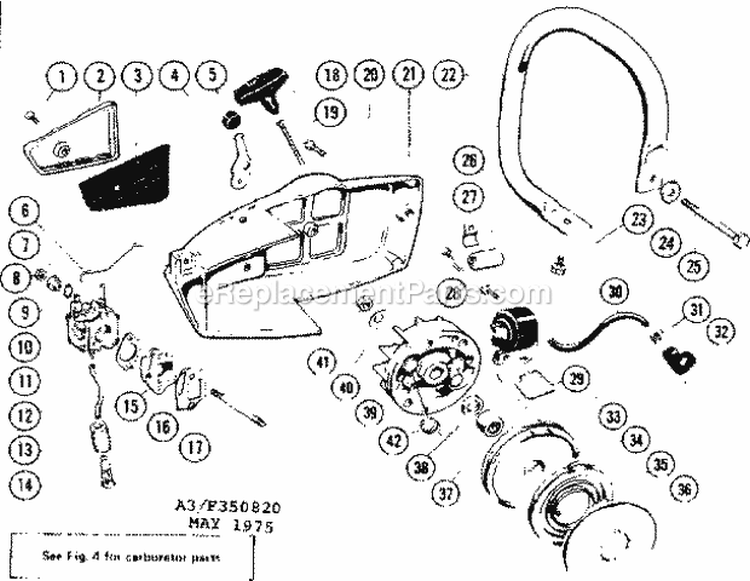 Handle Assembly Diagram and Parts List for  Craftsman Chainsaw