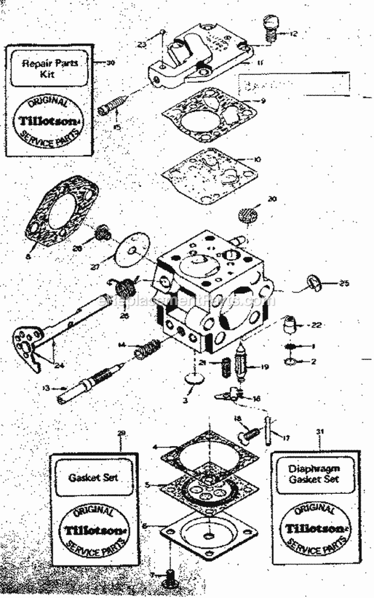 Carburetor Diagram and Parts List for  Craftsman Chainsaw