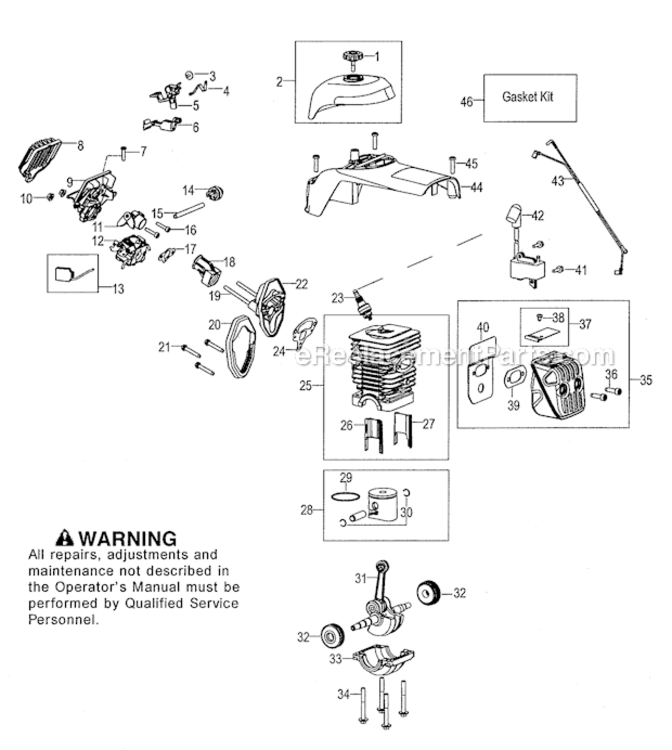 CylinderMufflerShield Diagram and Parts List for  Craftsman Chainsaw