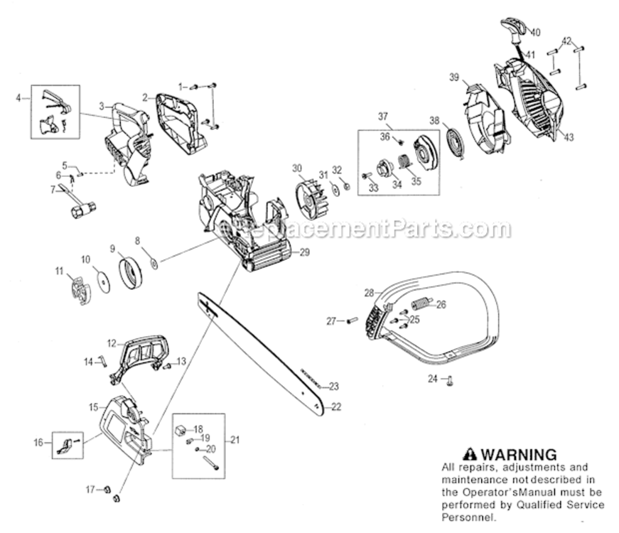 BarHandleEps_Starter Diagram and Parts List for  Craftsman Chainsaw