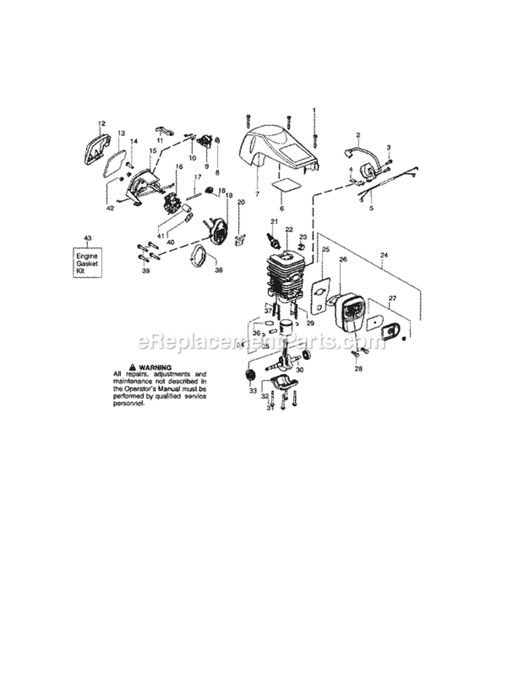 Cylinder / Shield / Crankshaft Diagram and Parts List for  Craftsman Chainsaw