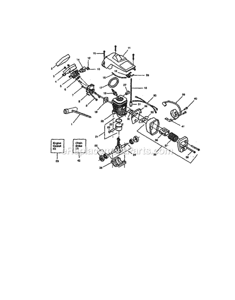 Cylinder / Crankshaft Diagram and Parts List for  Craftsman Chainsaw