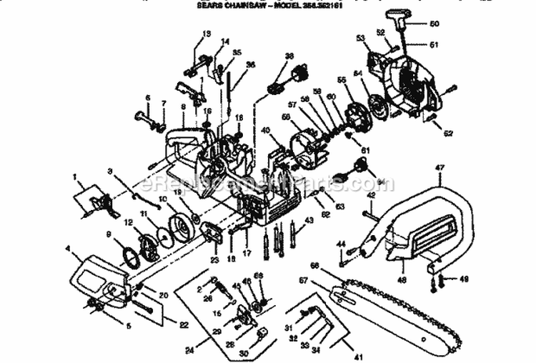 Chainsaw Diagram and Parts List for  Craftsman Chainsaw