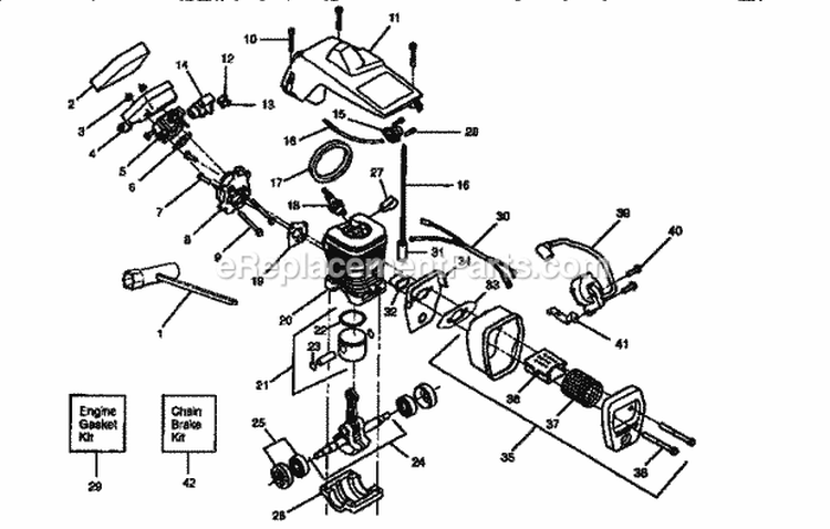 Page B Diagram and Parts List for  Craftsman Chainsaw