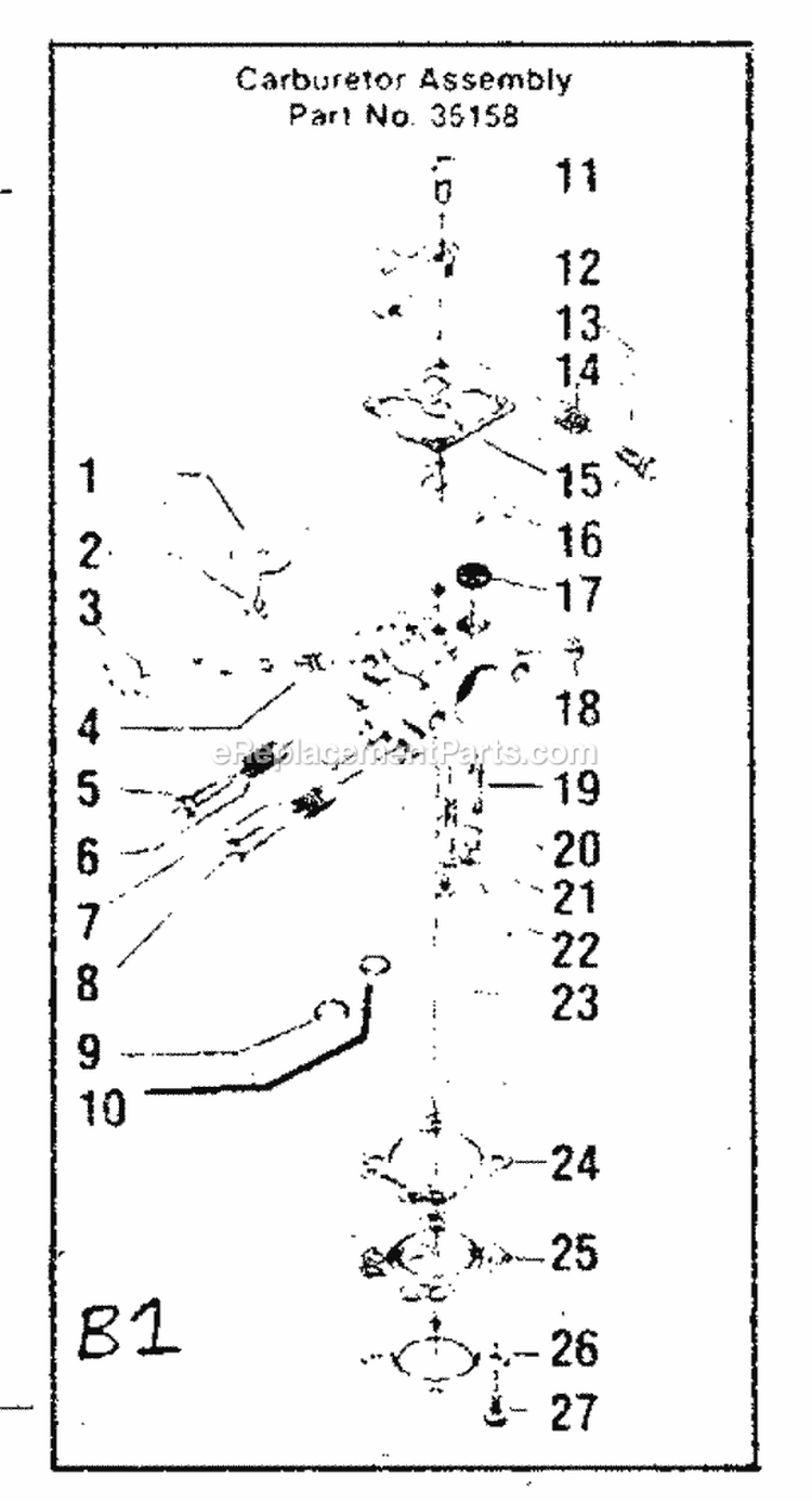 Carburetor Assembly Diagram and Parts List for  Craftsman Chainsaw