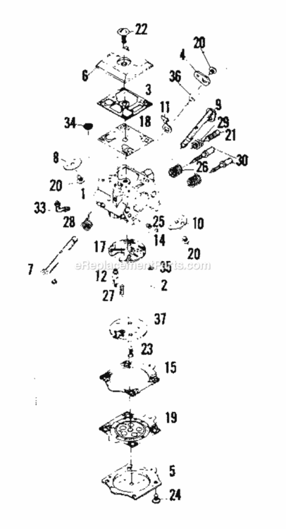 Carburetor_Parts Diagram and Parts List for  Craftsman Chainsaw