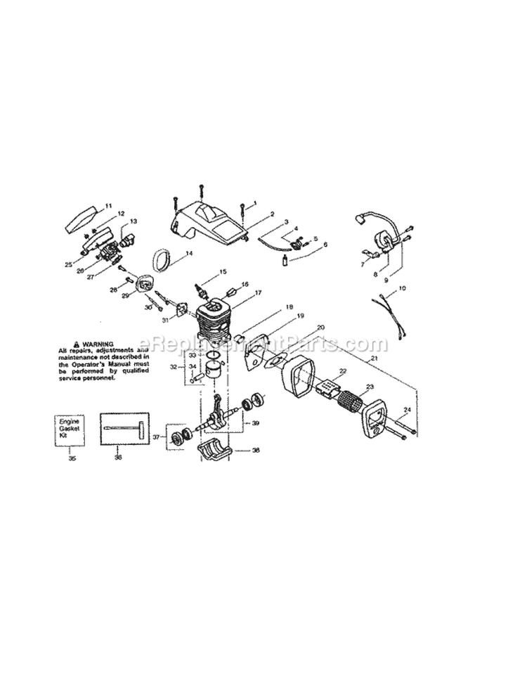 Cylinder-Shield / Cylinder Diagram and Parts List for  Craftsman Chainsaw