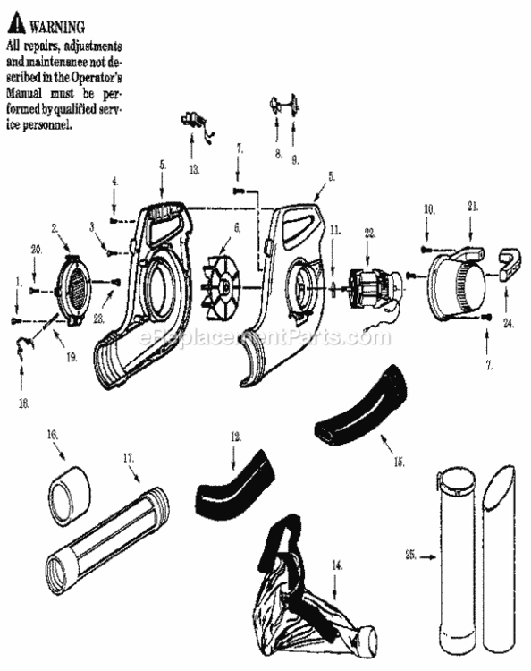 Page A Diagram and Parts List for  Craftsman Leaf Blower / Vacuum