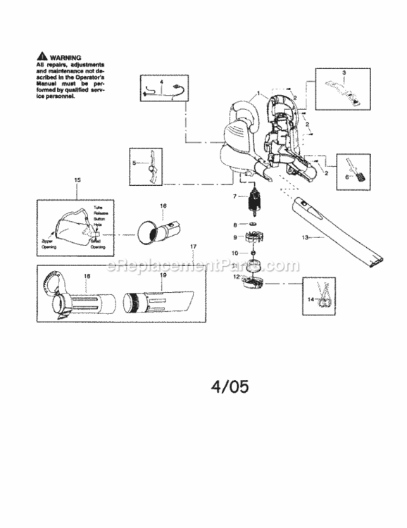 Page A Diagram and Parts List for  Craftsman Leaf Blower / Vacuum