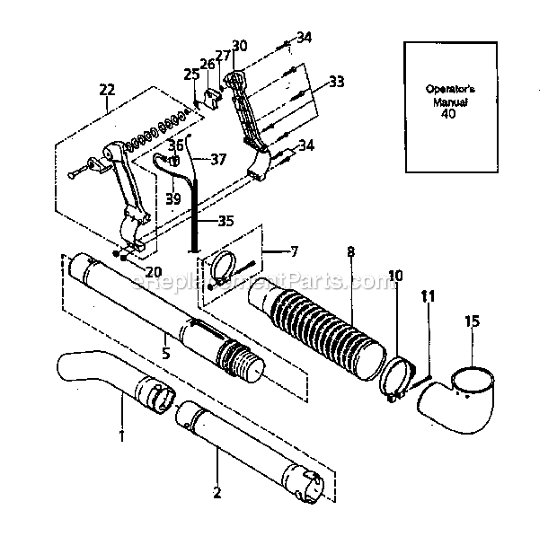 Blower Tube Diagram and Parts List for  Craftsman Leaf Blower / Vacuum