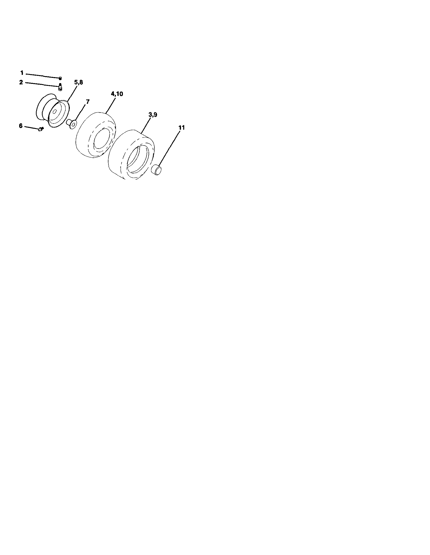 Wheels And Tires Diagram and Parts List for  Craftsman Lawn Tractor