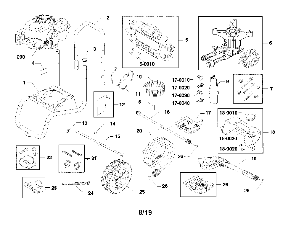 Main unit Diagram and Parts List for  Craftsman Pressure Washer