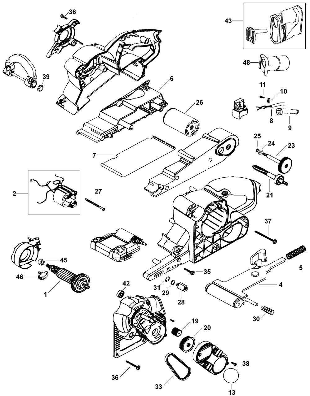Diagram Diagram and Parts List for Type 1 Craftsman Belt or Drum Sander