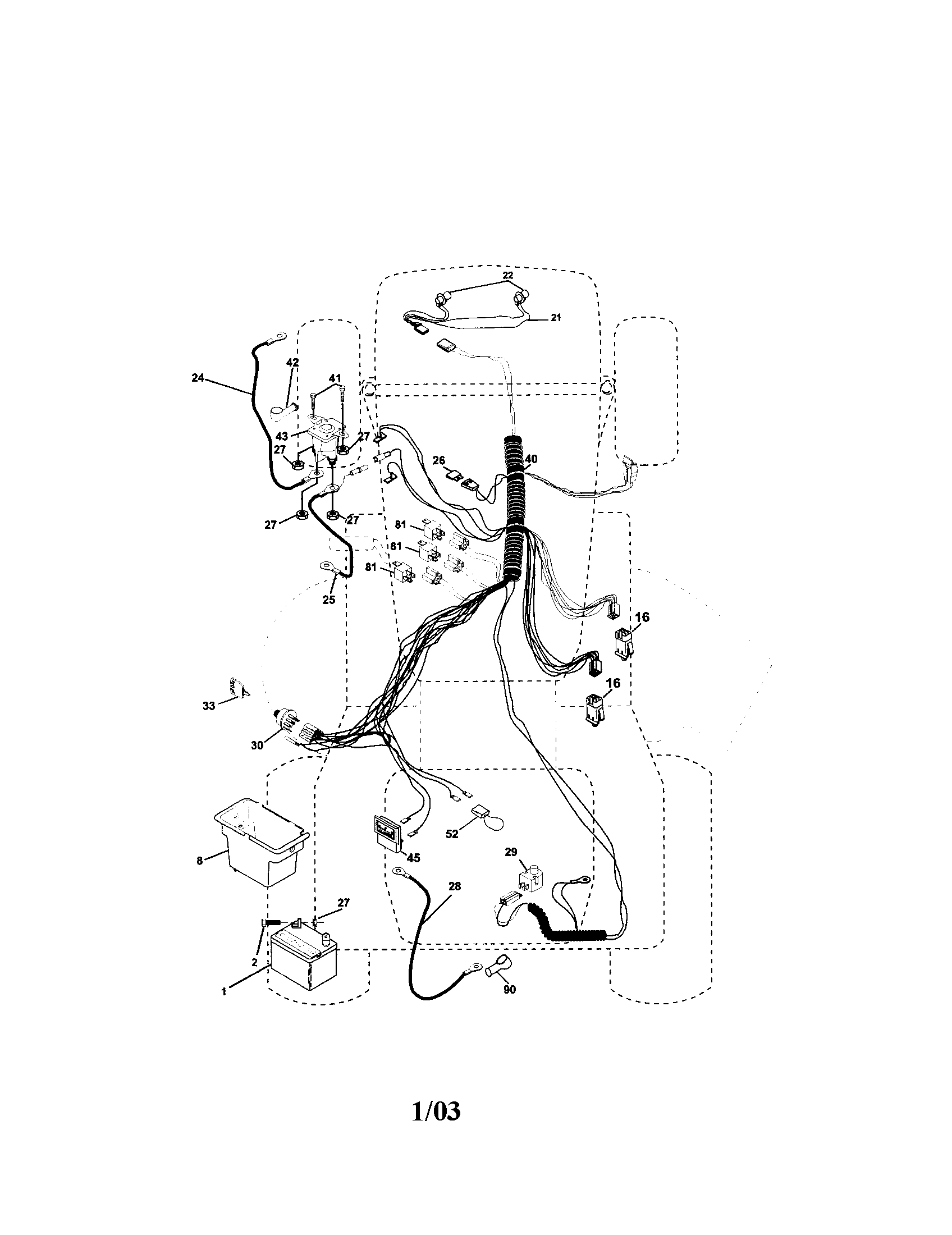 Electrical Diagram and Parts List for  Craftsman Lawn Tractor