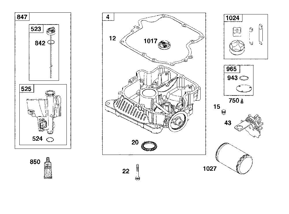 Crankcase cover/sump/lubrication Diagram and Parts List for  Craftsman Lawn Tractor