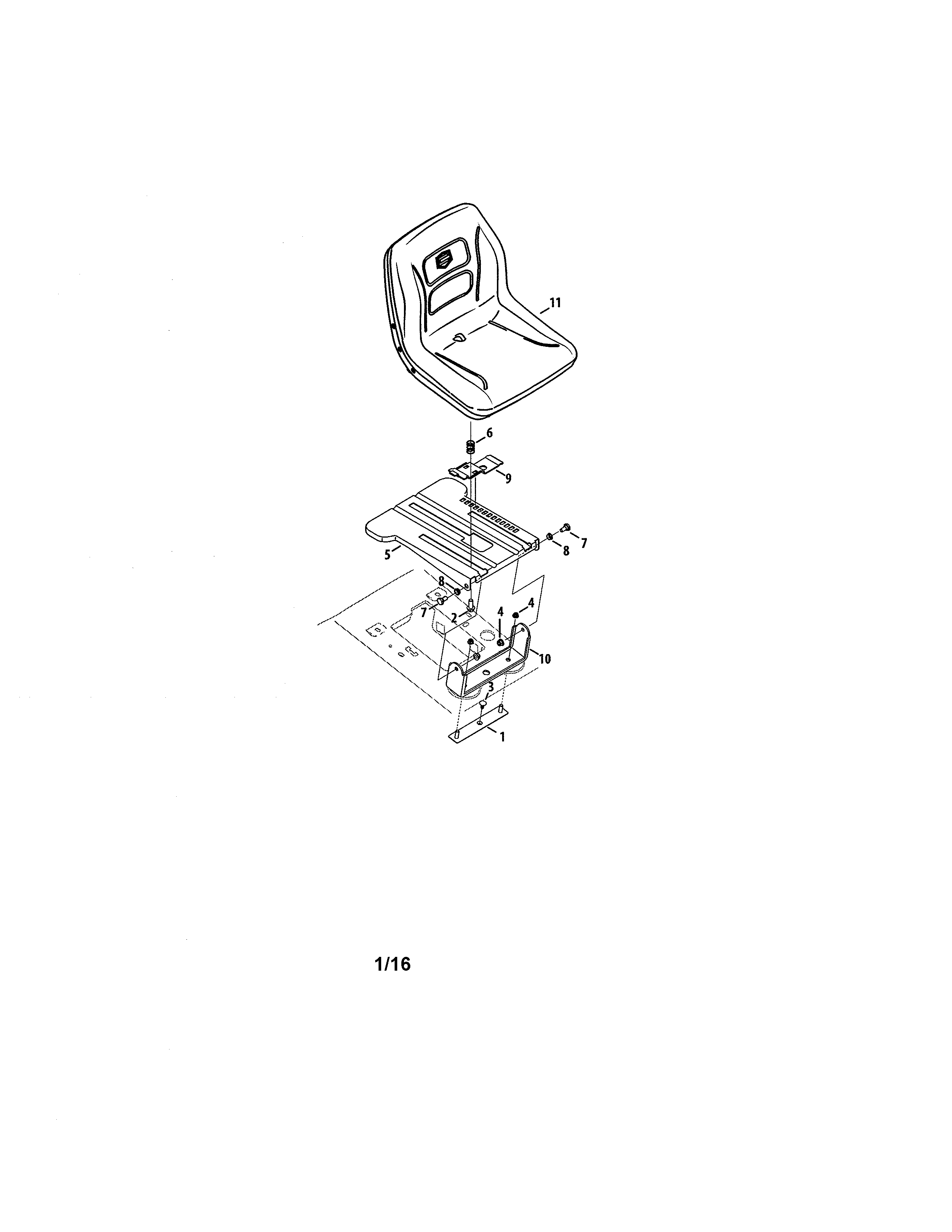 Seat Diagram and Parts List for  Craftsman Lawn Tractor