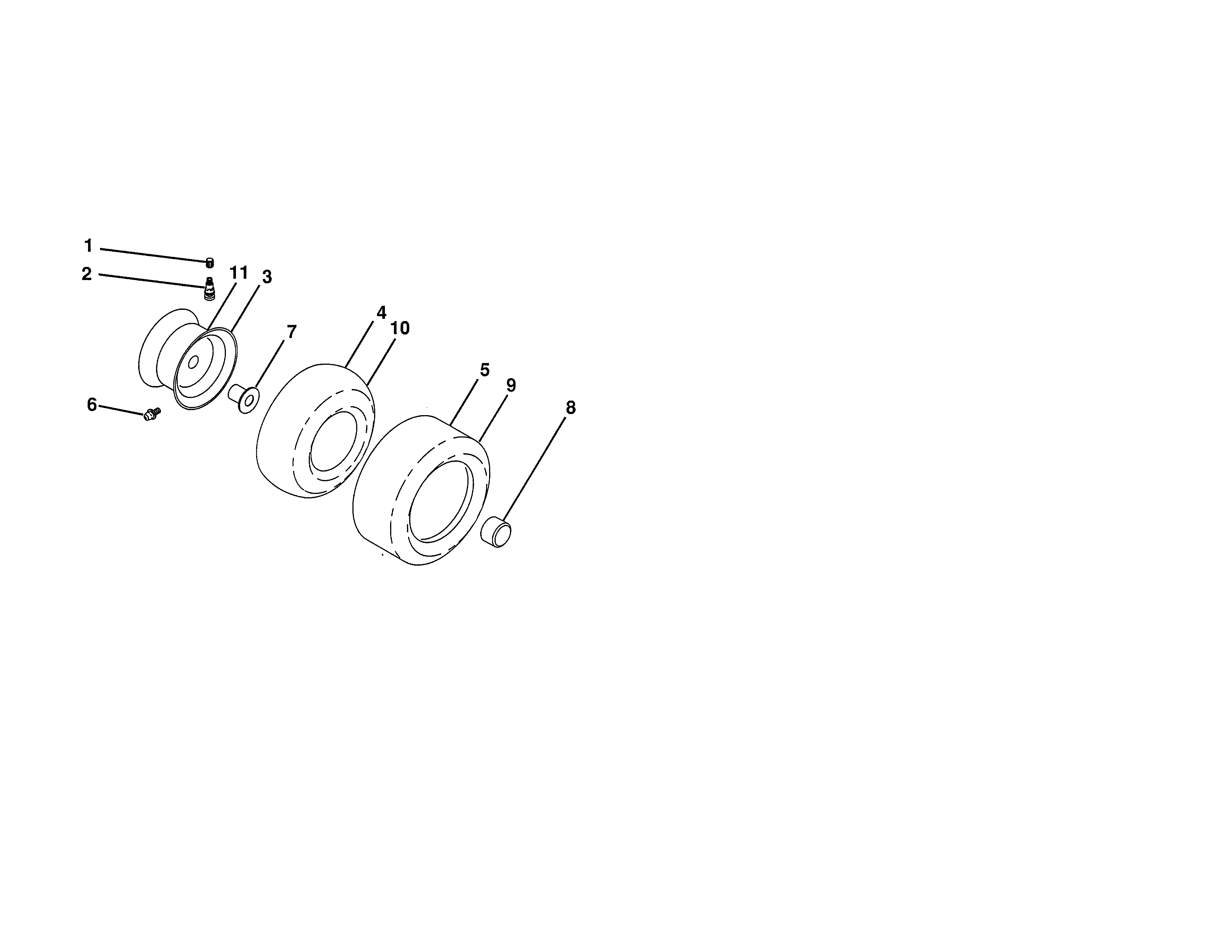 Wheels & Tires Diagram and Parts List for  Craftsman Lawn Tractor