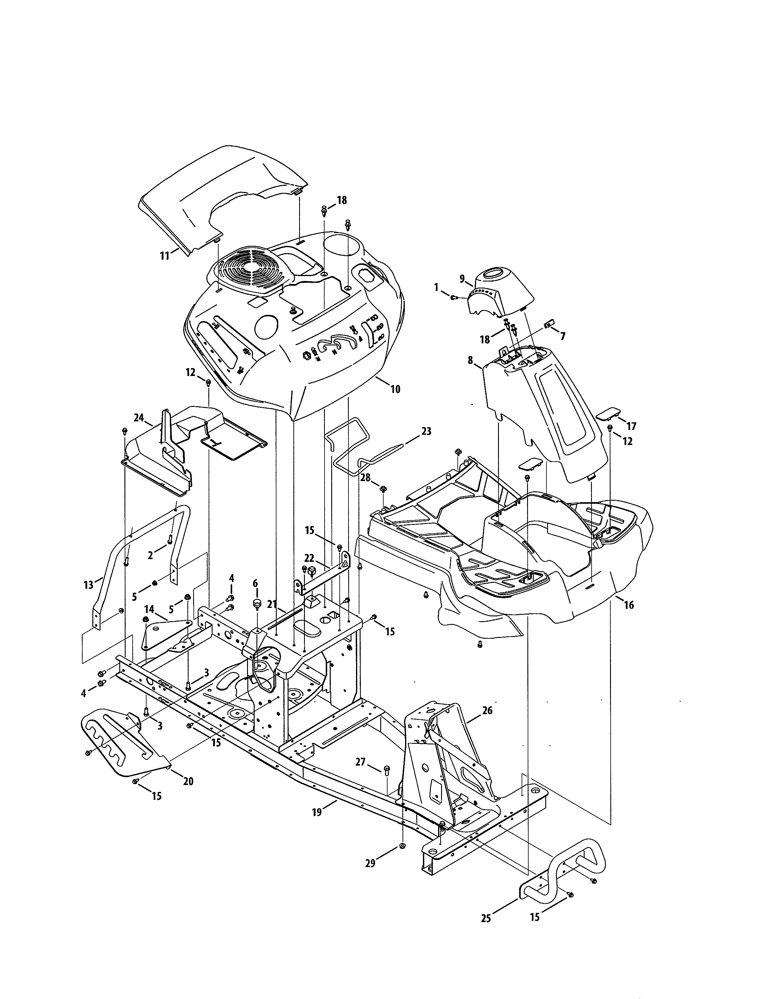 Fender/frame Diagram and Parts List for  Craftsman Engine