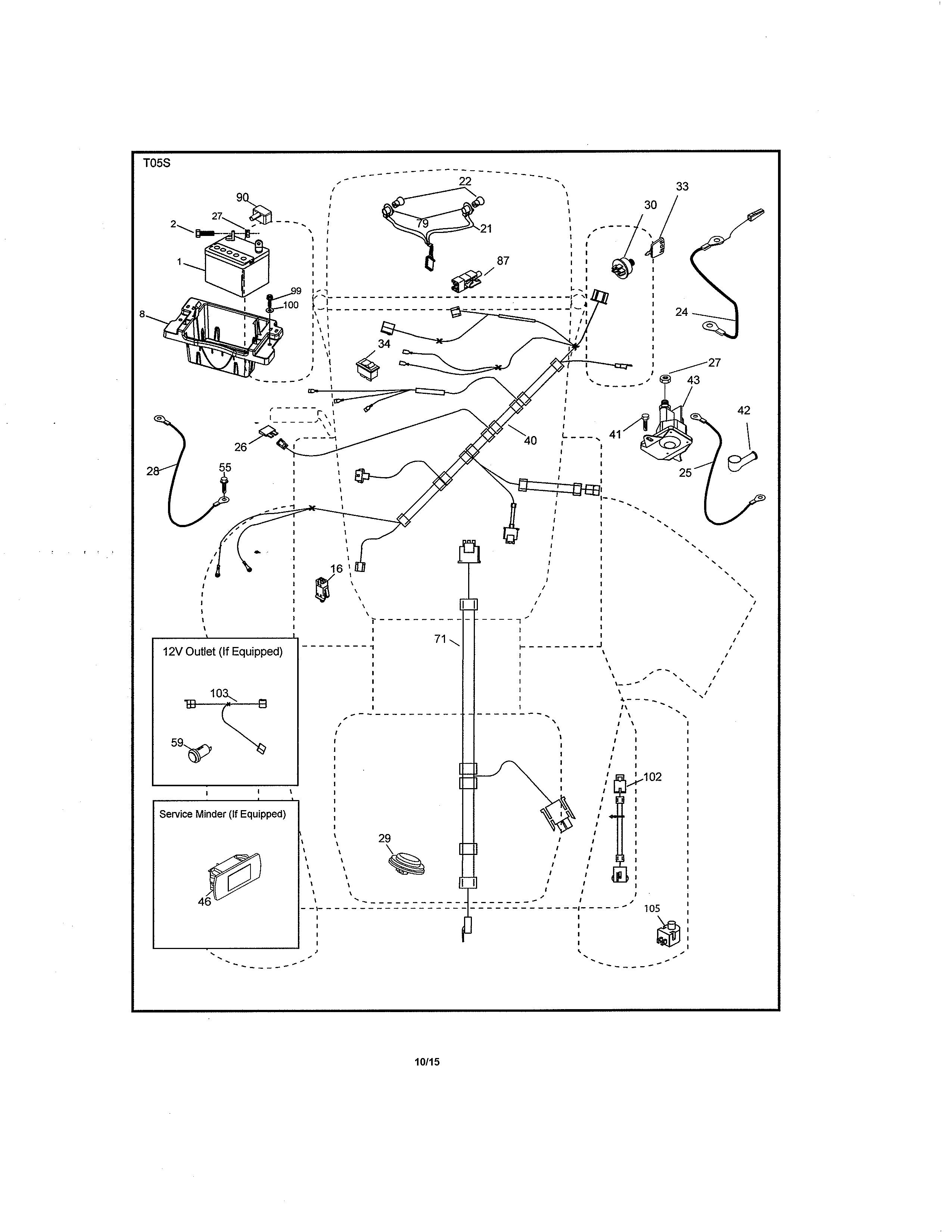 Electrical Diagram and Parts List for  Craftsman Lawn Tractor