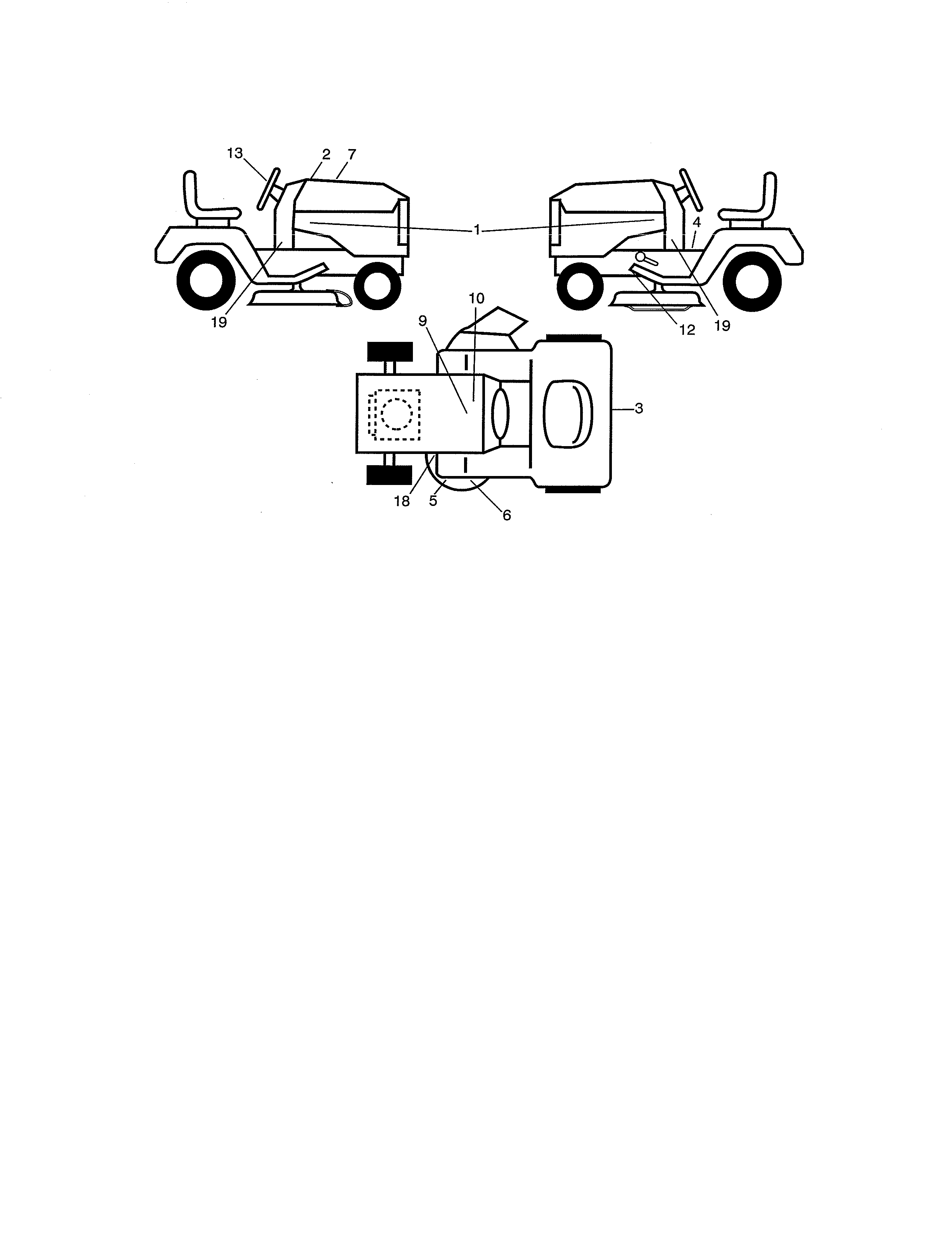 Decals Diagram and Parts List for  Craftsman Lawn Tractor