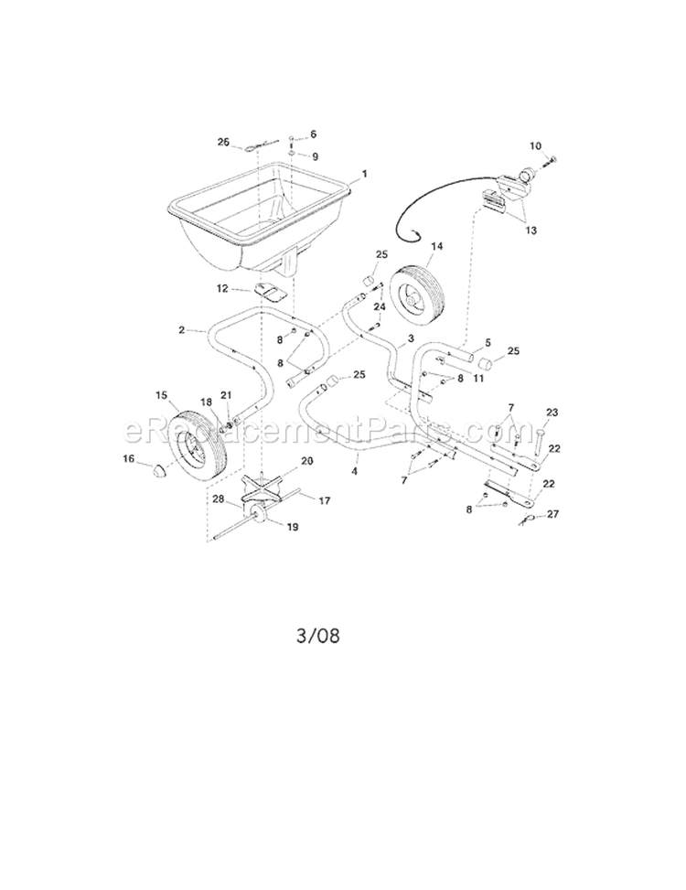 Broadcast Spreader Diagram and Parts List for  Craftsman Spreader
