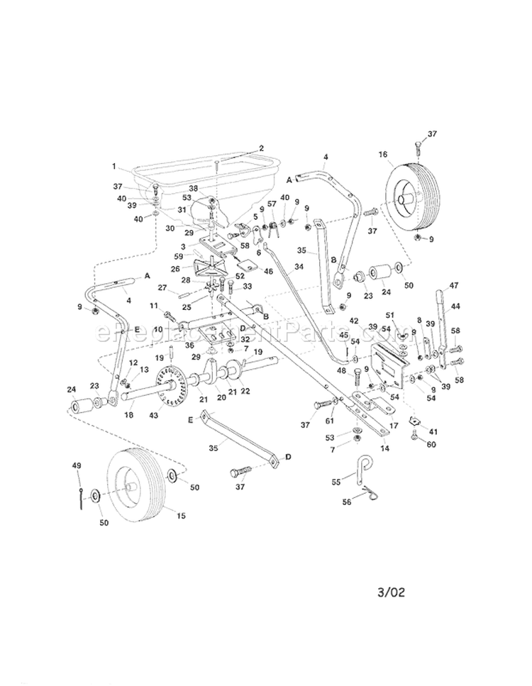 Spreader Diagram and Parts List for  Craftsman Spreader
