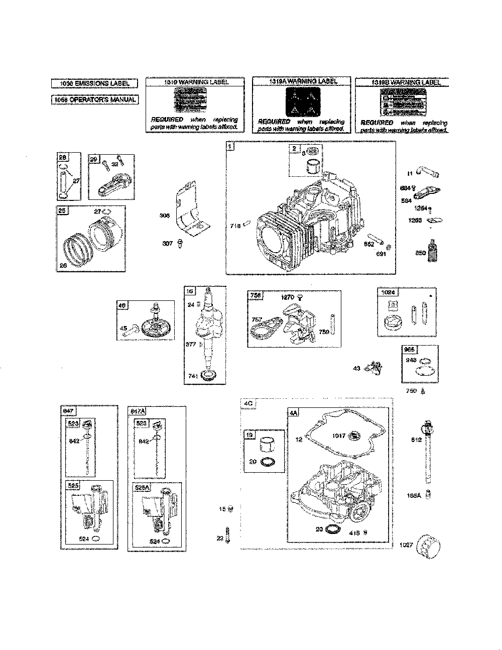 Cylinder/crankshaft/sump Diagram and Parts List for  Craftsman Lawn Tractor