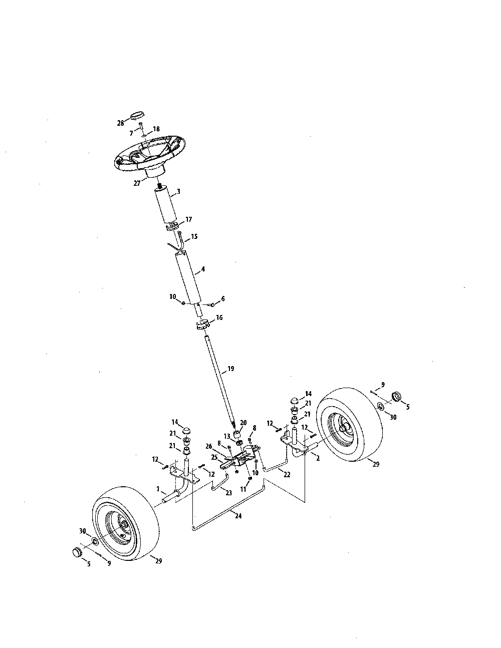 Steering/wheels Diagram and Parts List for  Craftsman Lawn Tractor
