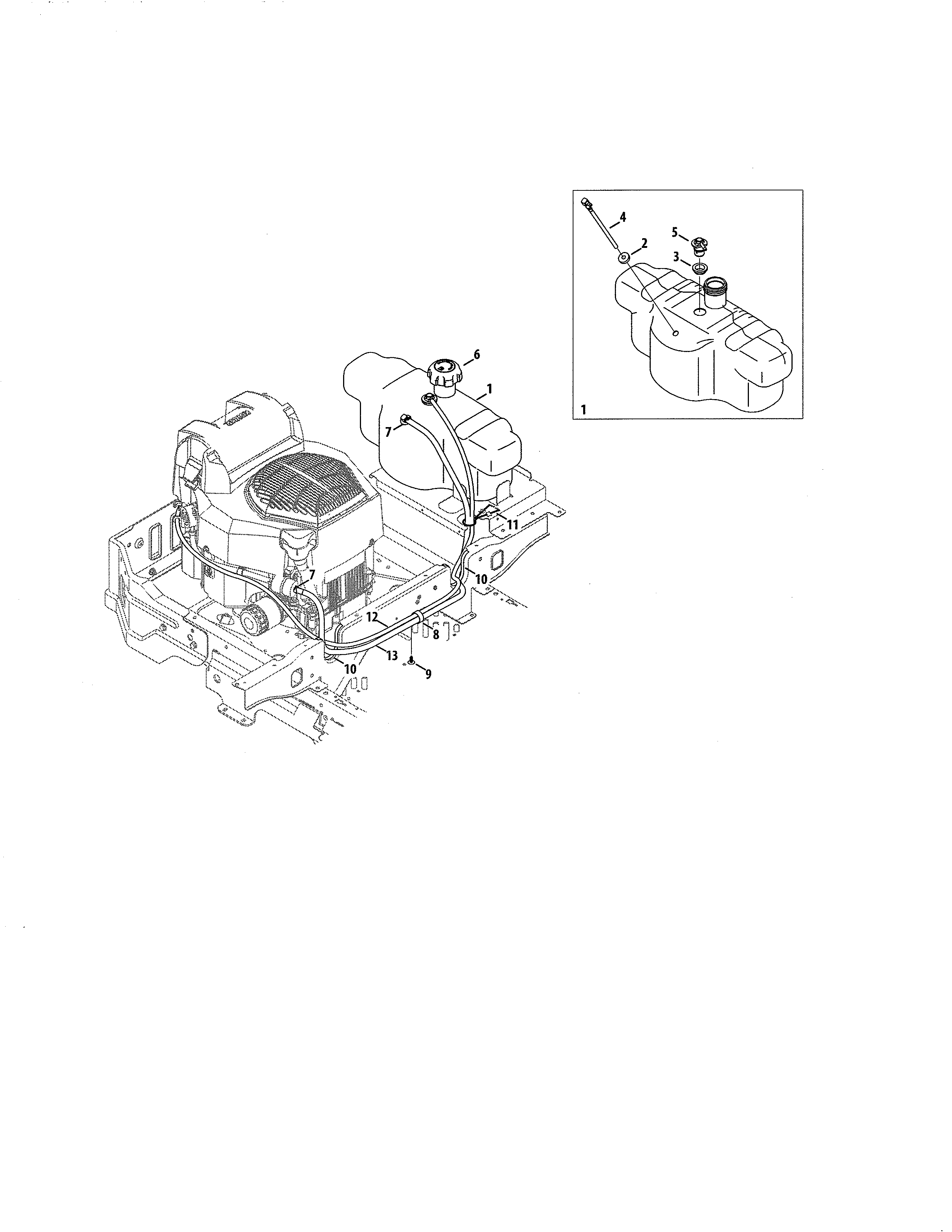 Fuel Tank Diagram and Parts List for  Craftsman Engine