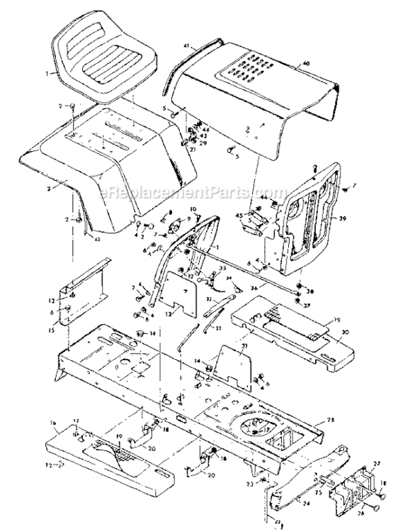 Body_Parts_Assembly Diagram and Parts List for  Craftsman Lawn Tractor