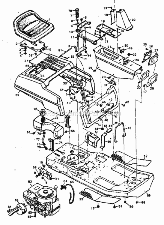 Page B Diagram and Parts List for  Craftsman Lawn Tractor