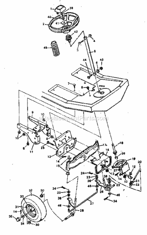 Page D Diagram and Parts List for  Craftsman Lawn Tractor