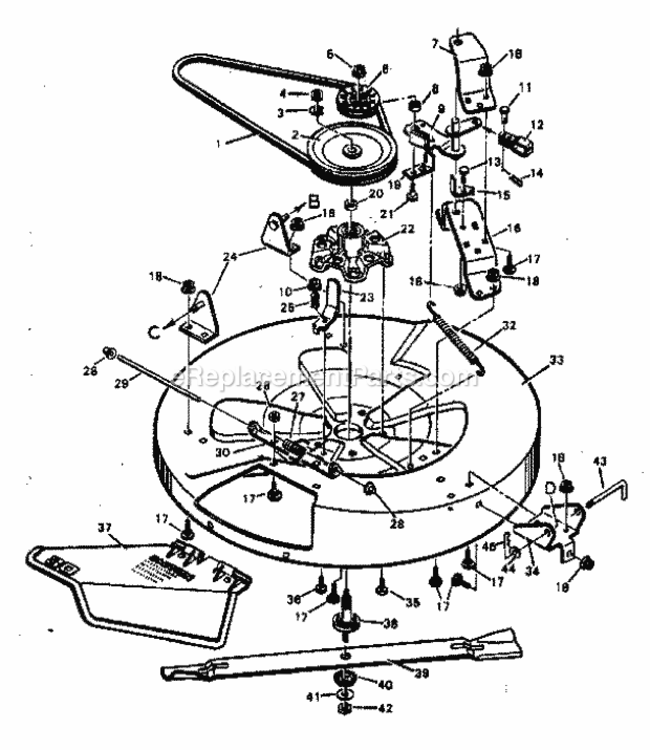 Page F Diagram and Parts List for  Craftsman Lawn Tractor