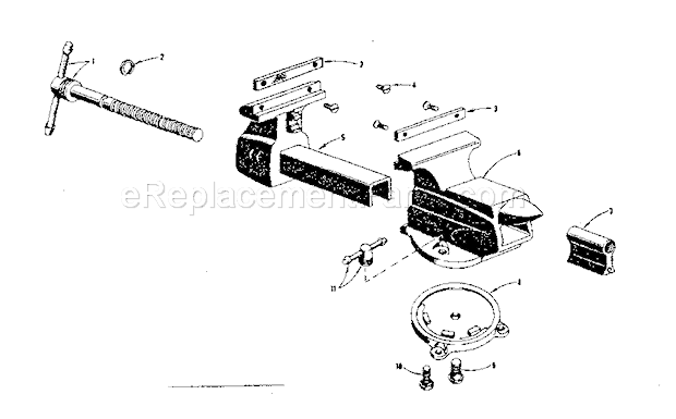 Unit Parts Diagram and Parts List for  Craftsman Vise