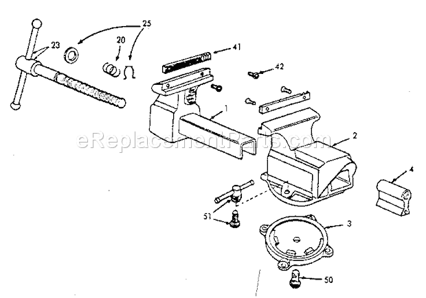 Unit Parts Diagram and Parts List for  Craftsman Vise