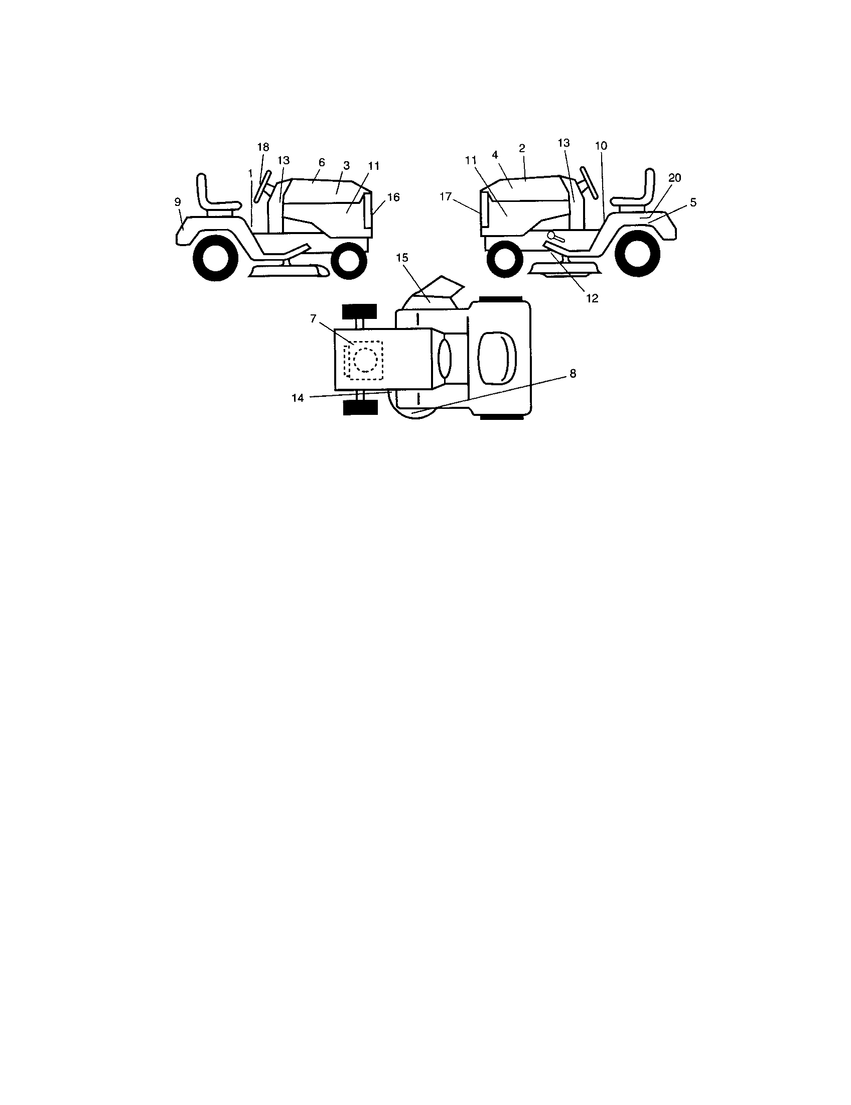Decals Diagram and Parts List for  Craftsman Lawn Tractor