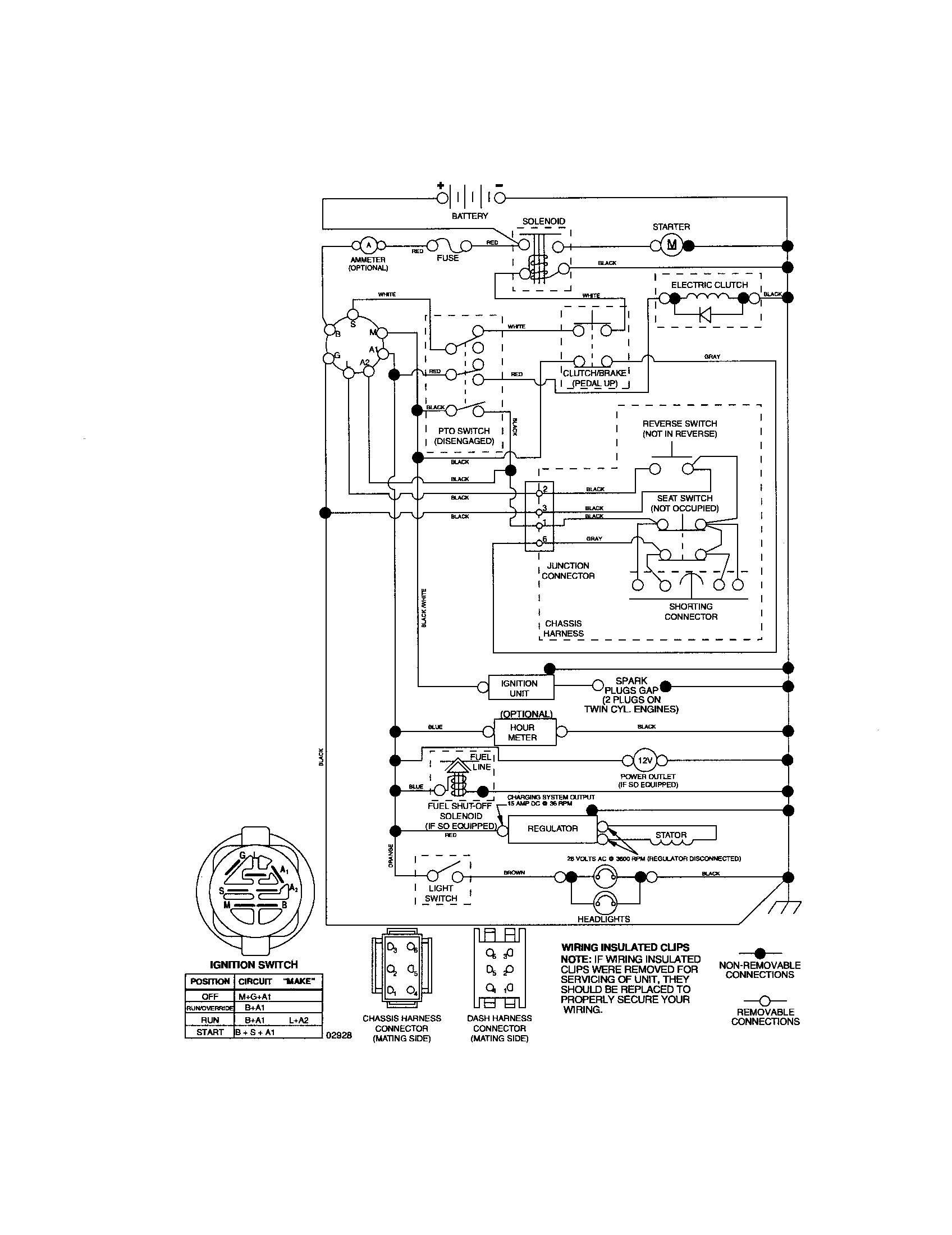 Schematic Diagram and Parts List for  Craftsman Lawn Tractor