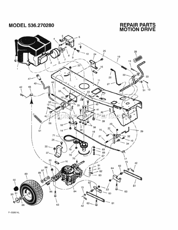 Page C Diagram and Parts List for  Craftsman Lawn Tractor