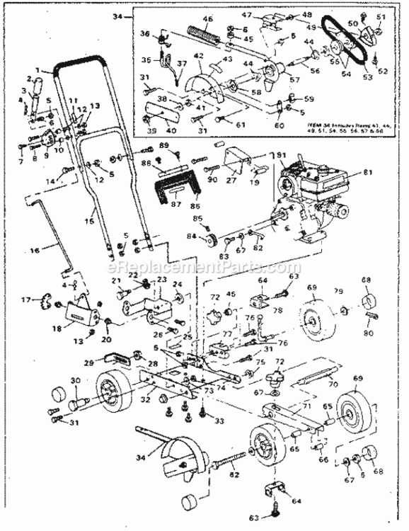 Page A Diagram and Parts List for  Craftsman Edger