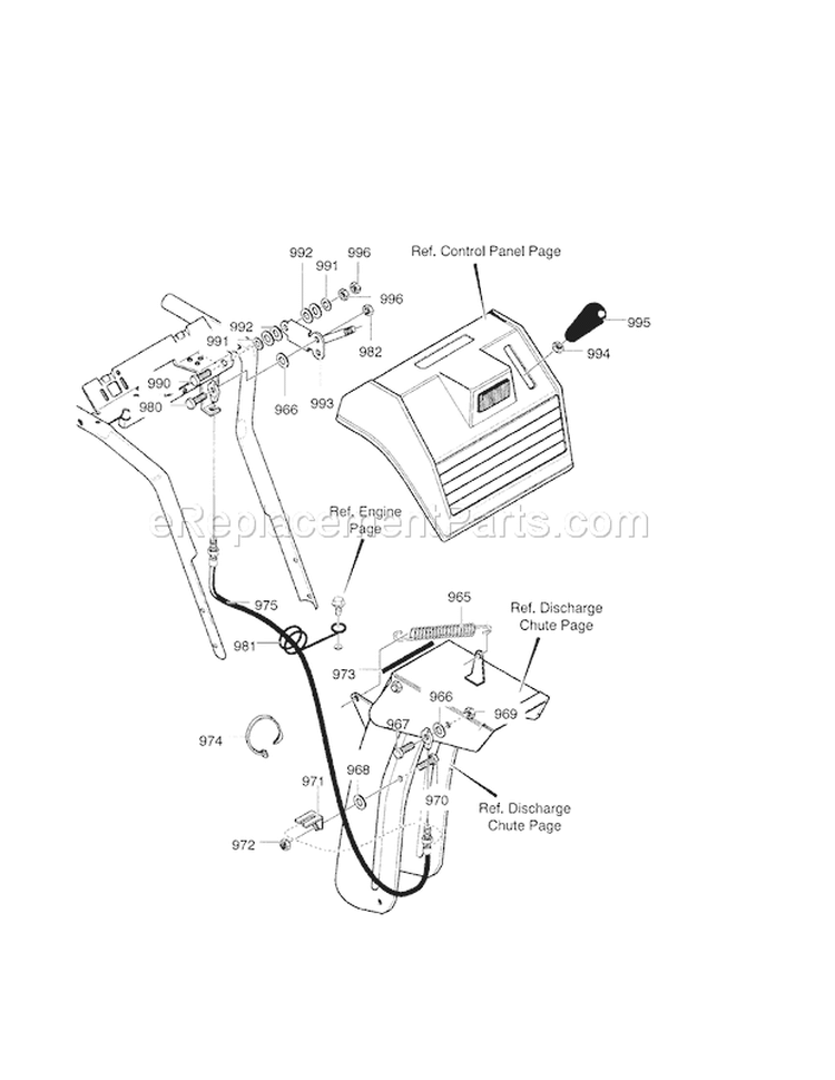 30" 11Hp Remote Chute Diagram and Parts List for  Craftsman Snow Blower